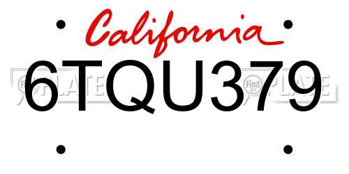 6TQU379 California License Plate