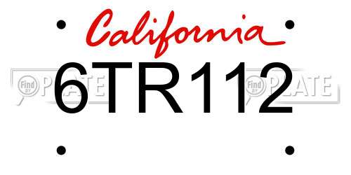 6TR112 California License Plate
