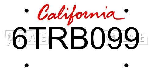 6TRB099 California License Plate