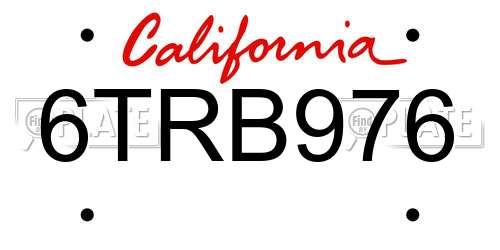 6TRB976 California License Plate