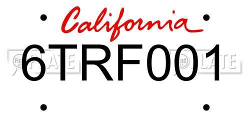6TRF001 California License Plate