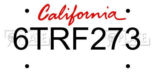 6TRF273 California License Plate