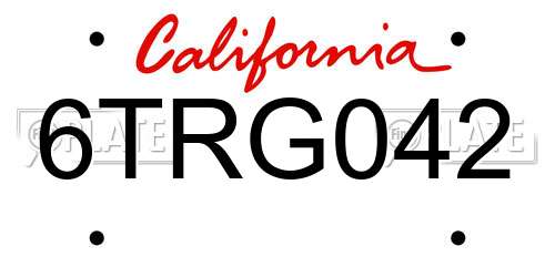 6TRG042 California License Plate