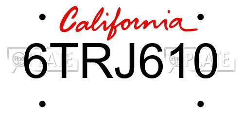 6TRJ610 California License Plate