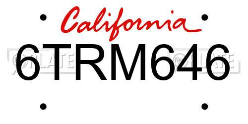 6TRM646 California License Plate