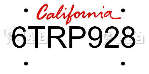 6TRP928 California License Plate