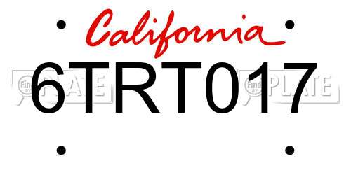 6TRT017 California License Plate