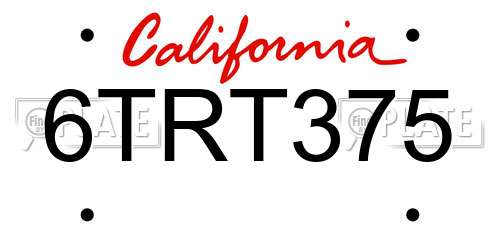 6TRT375 California License Plate
