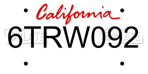6TRW092 California License Plate