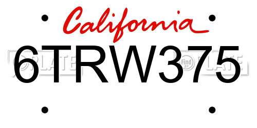6TRW375 California License Plate