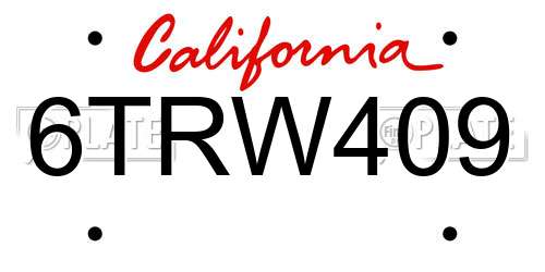 6TRW409 California License Plate