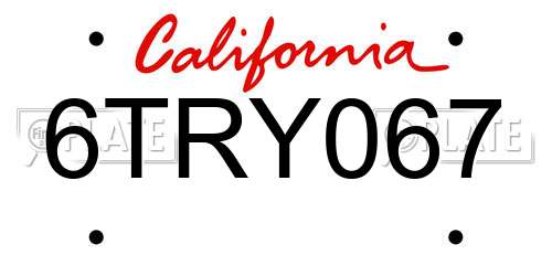 6TRY067 California License Plate
