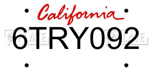 6TRY092 California License Plate