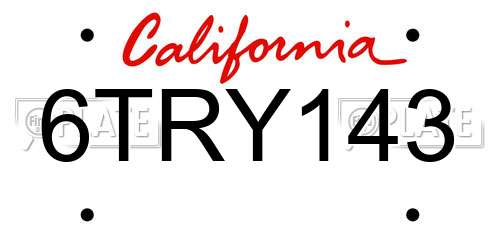 6TRY143 California License Plate