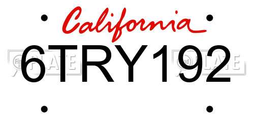 6TRY192 California License Plate