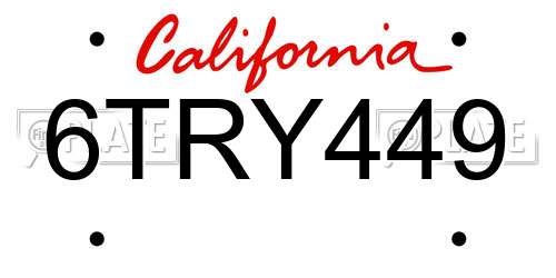 6TRY449 California License Plate