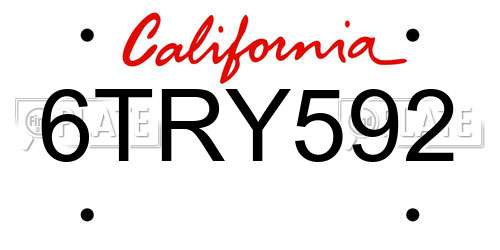6TRY592 California License Plate