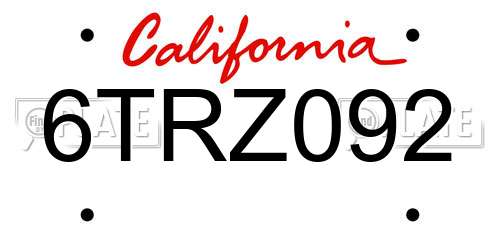 6TRZ092 California License Plate