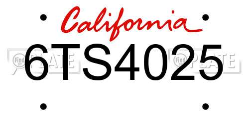 6TS4025 California License Plate