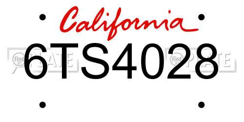6TS4028 California License Plate