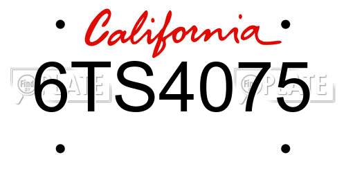 6TS4075 California License Plate