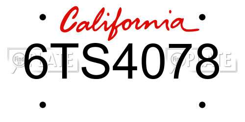 6TS4078 California License Plate
