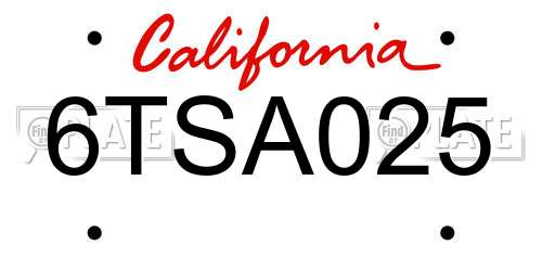 6TSA025 California License Plate