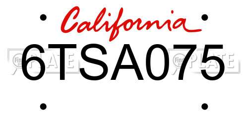 6TSA075 California License Plate