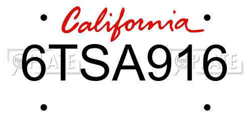 6TSA916 California License Plate