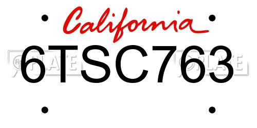 6TSC763 California License Plate