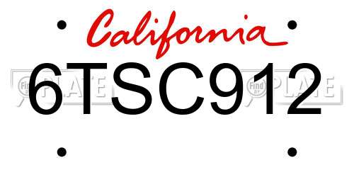 6TSC912 California License Plate