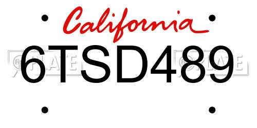6TSD489 California License Plate