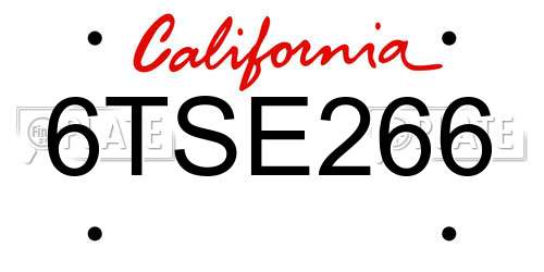 6TSE266 California License Plate