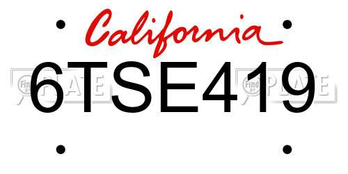 6TSE419 California License Plate