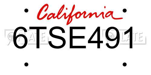 6TSE491 California License Plate