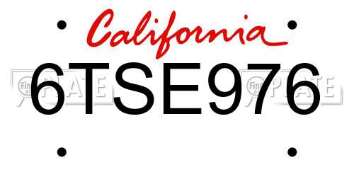 6TSE976 California License Plate