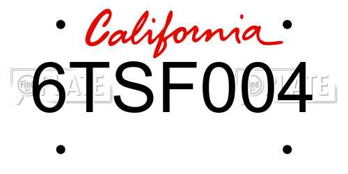 6TSF004 California License Plate
