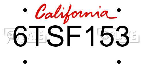 6TSF153 California License Plate