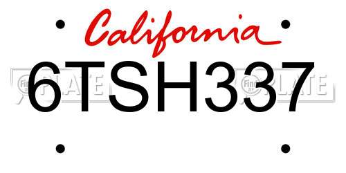 6TSH337 California License Plate