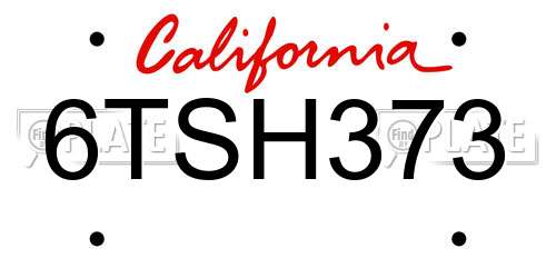 6TSH373 California License Plate