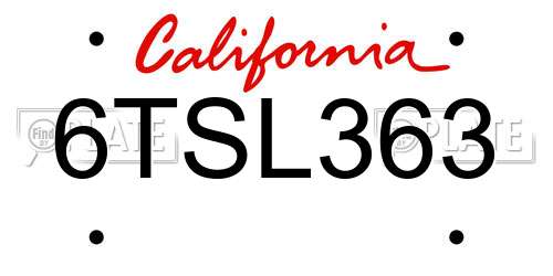 6TSL363 California License Plate