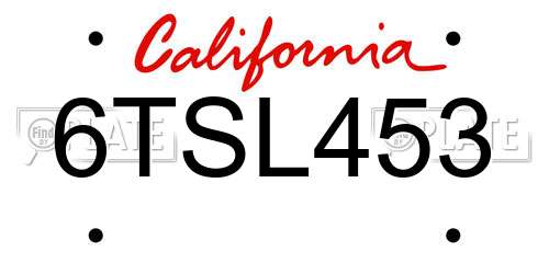 6TSL453 California License Plate