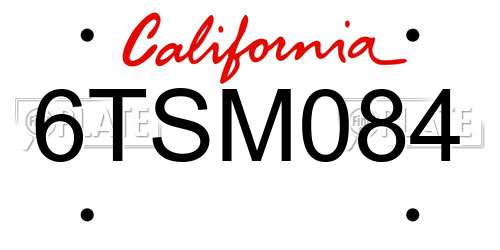 6TSM084 California License Plate