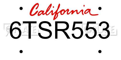 6TSR553 California License Plate