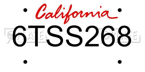 6TSS268 California License Plate