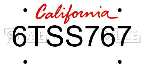 6TSS767 California License Plate