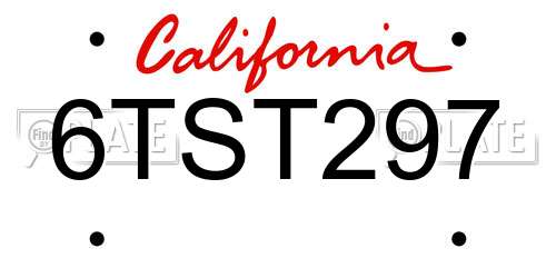 6TST297 California License Plate