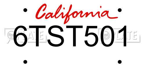 6TST501 California License Plate