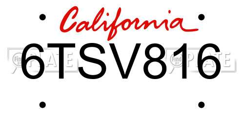 6TSV816 California License Plate