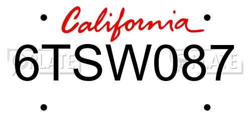 6TSW087 California License Plate